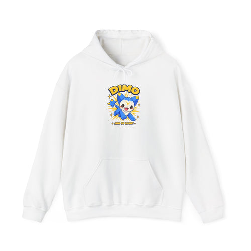 Dimo Light Burst hoodie in white, front view – official Roco Kingdom merch