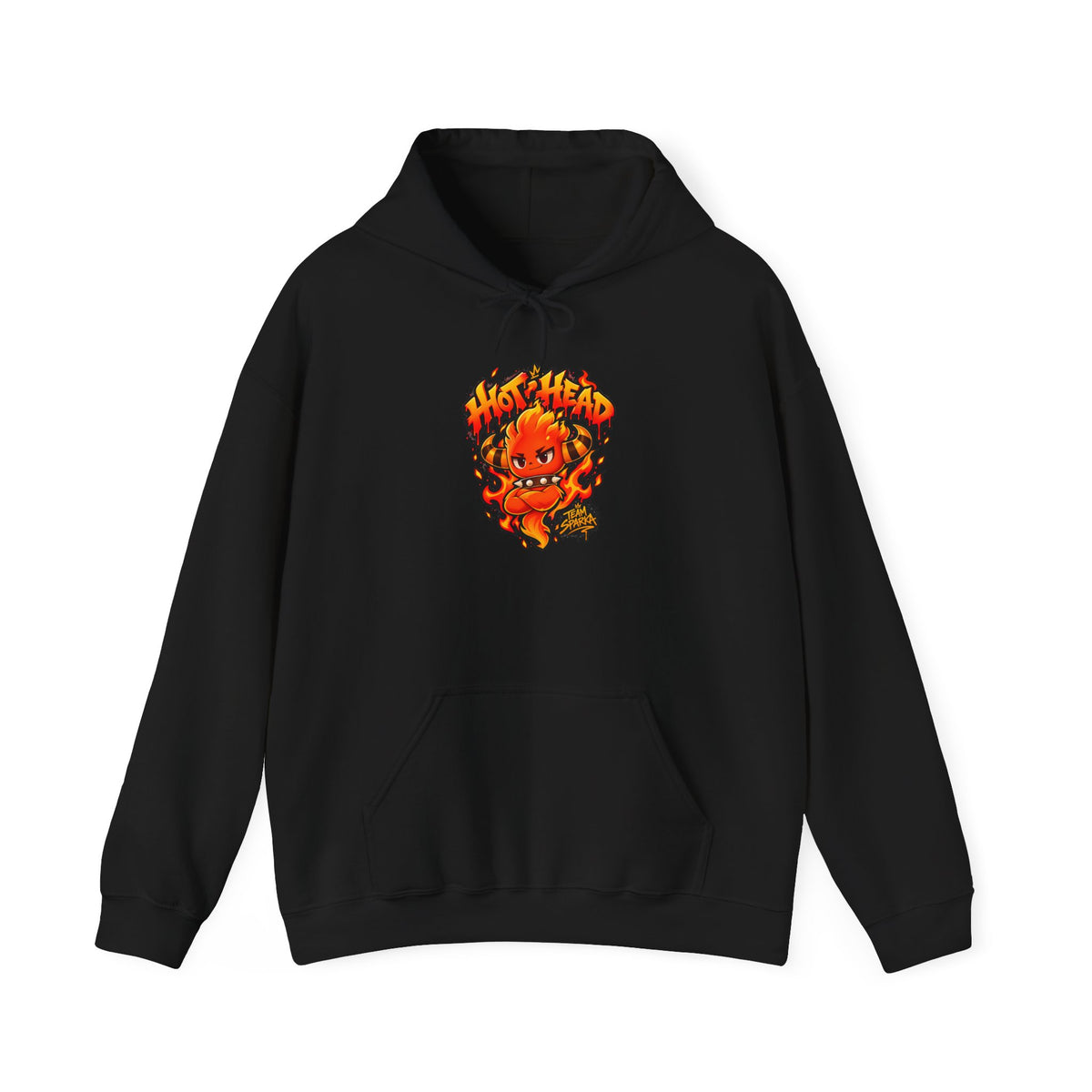 Team Sparka hoodie in white, back view – Sparka Hot Head design, official Roco Kingdom merch