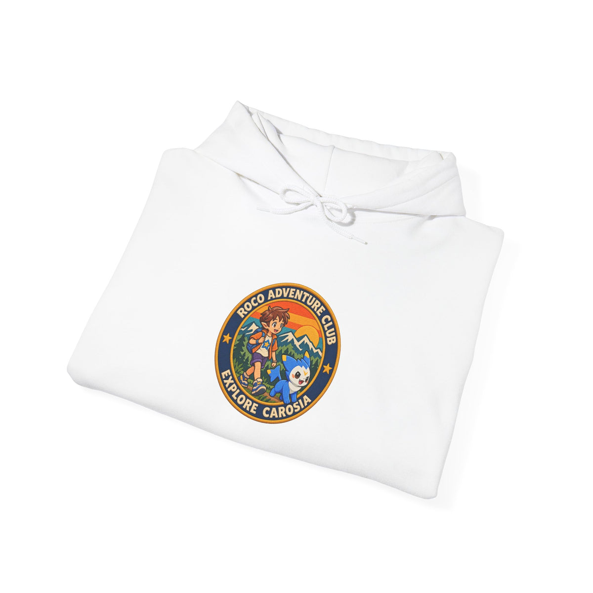 Roco trainer hoodie in black, front view – Roco Adventure Club design, official Roco Kingdom merch