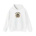 Roco Kingdom Magic Academy hoodie in white, front view – Magic Academy Crest design, official Roco Kingdom merch