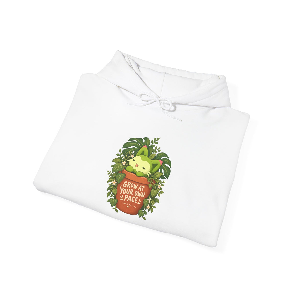 Meevy grass type hoodie in black, front view – Meevy Jungle Pot design, official Roco Kingdom merch