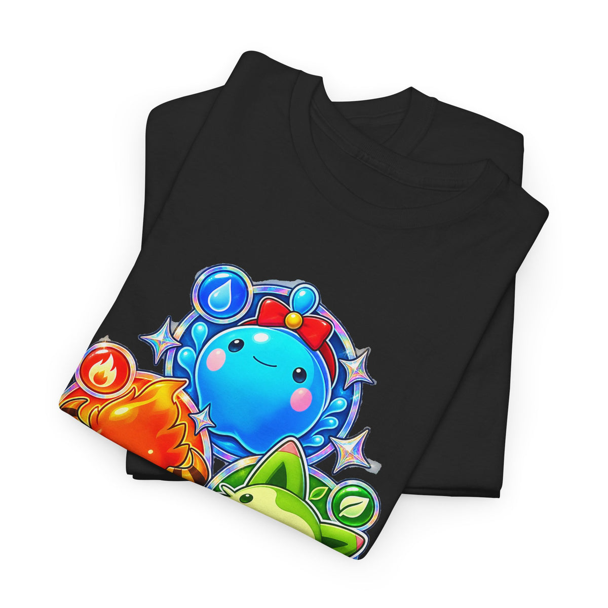 Roco Kingdom starter shirt in black, folded – Choose Your Starter design, official Roco Kingdom merch