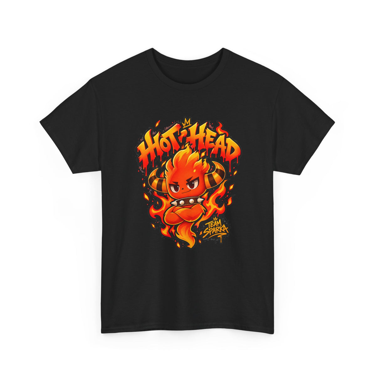 Team Sparka shirt in white, back view – Sparka Hot Head design, official Roco Kingdom merch