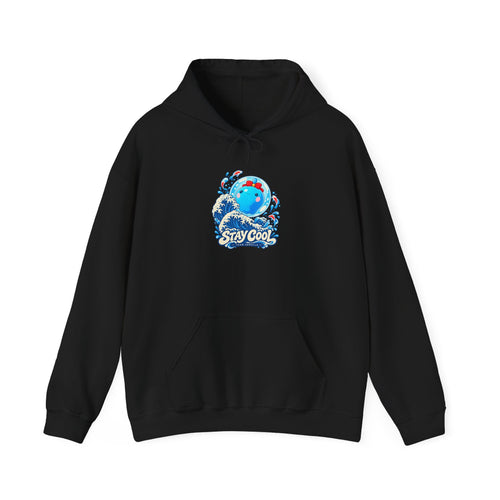 Roco Kingdom water type hoodie in white, back view – Cerulla Big Wave design, official Roco Kingdom merch