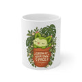 Meevy mug, front view – Grow at Your Own Pace design, official Roco Kingdom merch