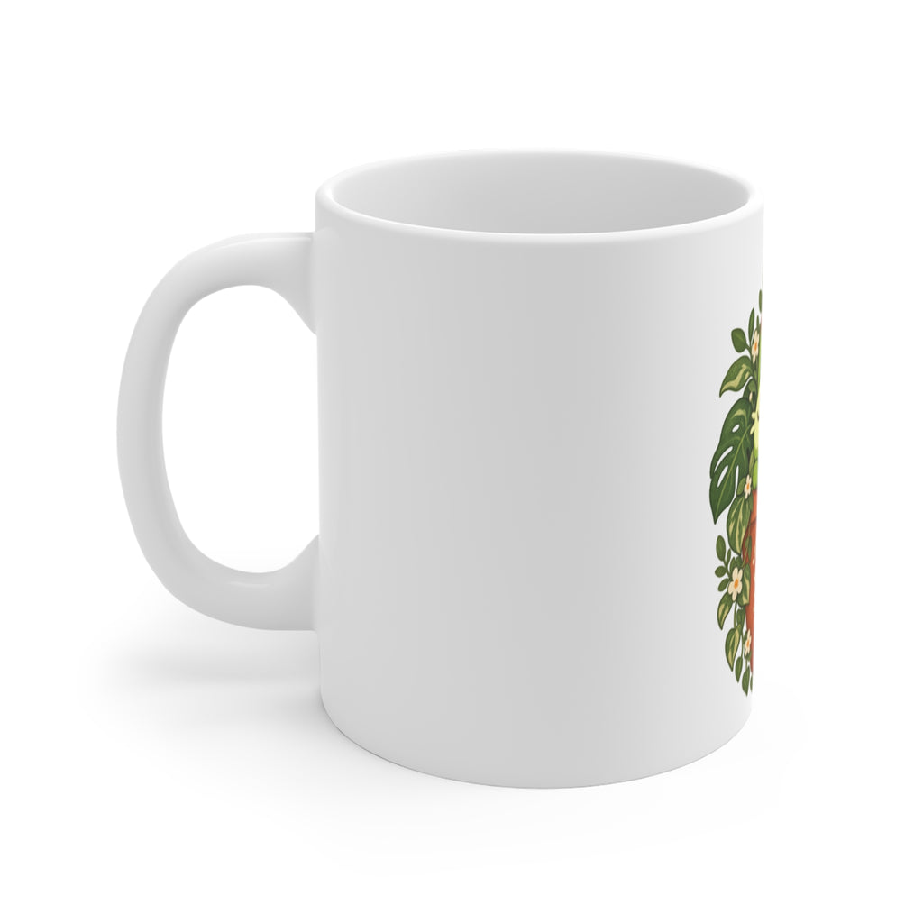 Meevy mug, left side – Grow at Your Own Pace design, official Roco Kingdom merch