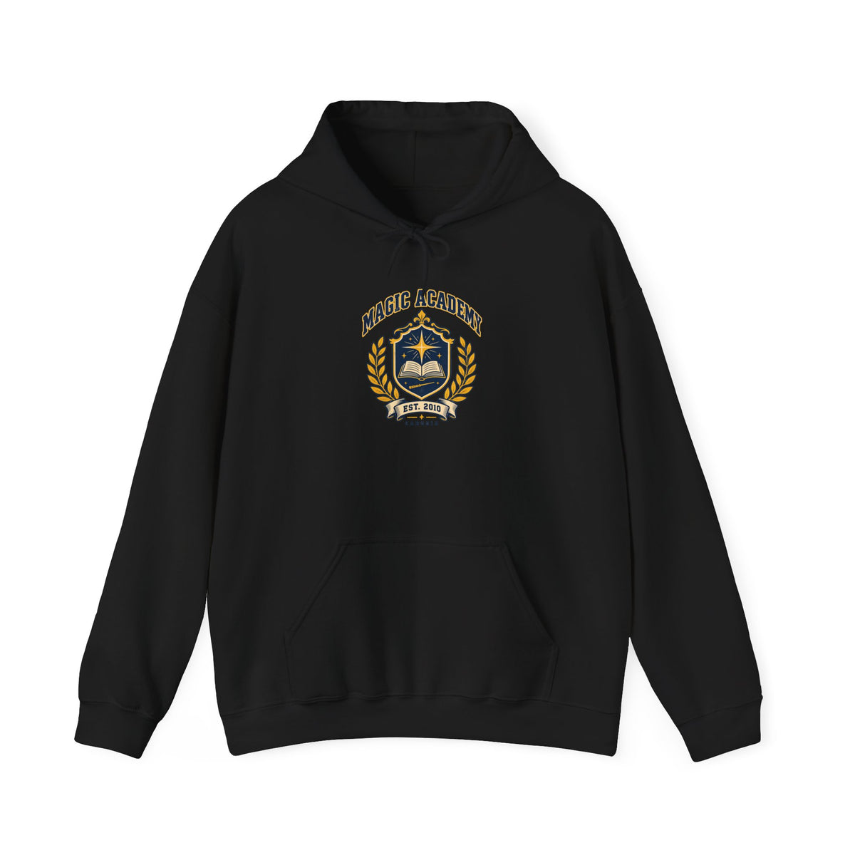 Roco Kingdom Magic Academy hoodie in white, back view – Magic Academy Crest design, official Roco Kingdom merch
