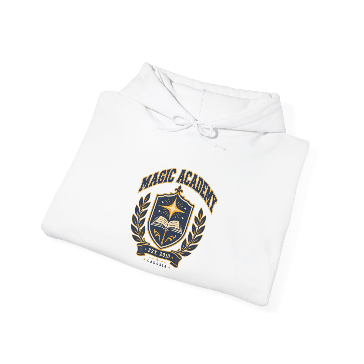 Magic Academy varsity sweatshirt in black, front view – Magic Academy Varsity design, official Roco Kingdom merch
