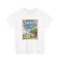 Carosia postcard tee in white, front view – Carosia Postcard design, official Roco Kingdom merch