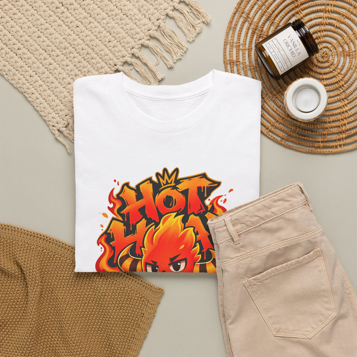 Roco Kingdom fire type shirt in black, front view – Sparka Hot Head Graffiti design, official Roco Kingdom merch